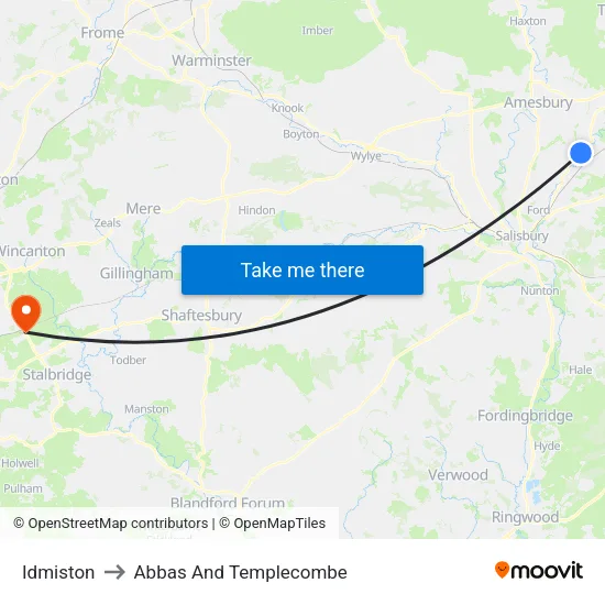 Idmiston to Abbas And Templecombe map