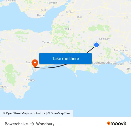 Bowerchalke to Woodbury map