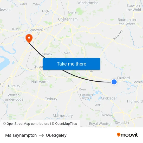 Maiseyhampton to Quedgeley map