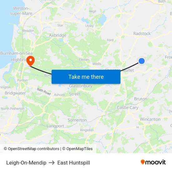 Leigh-On-Mendip to East Huntspill map
