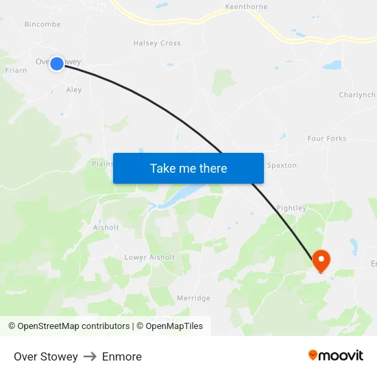 Over Stowey to Enmore map