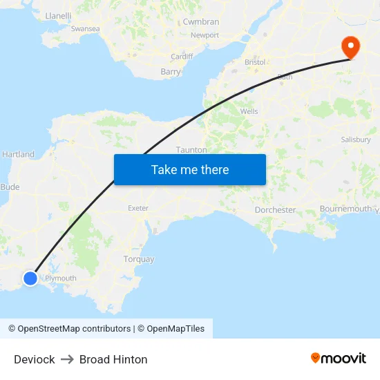 Deviock to Broad Hinton map