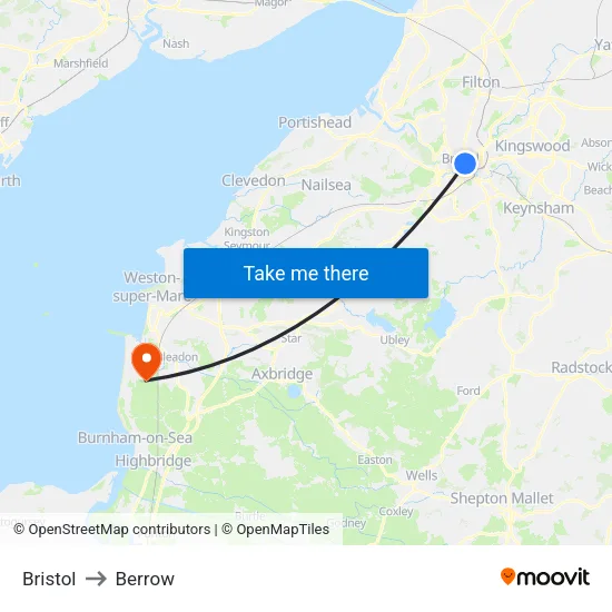 Bristol to Berrow map