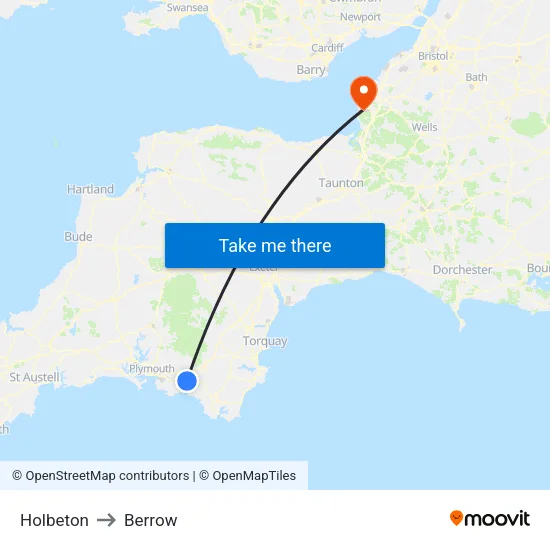 Holbeton to Berrow map