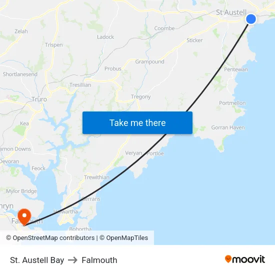 St. Austell Bay to Falmouth map