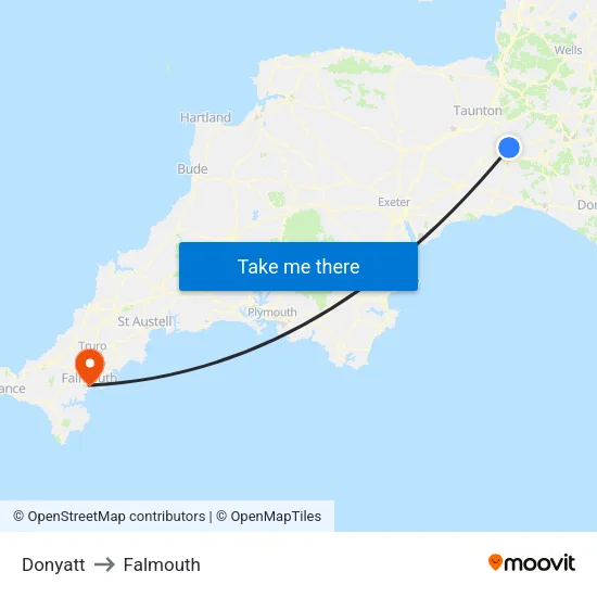 Donyatt to Falmouth map