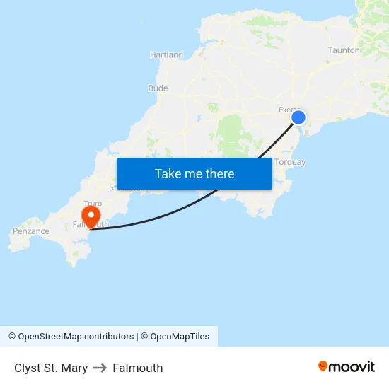 Clyst St. Mary to Falmouth map