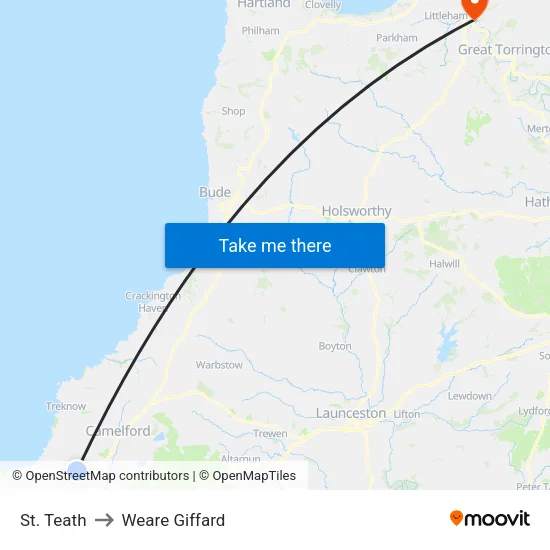 St. Teath to Weare Giffard map
