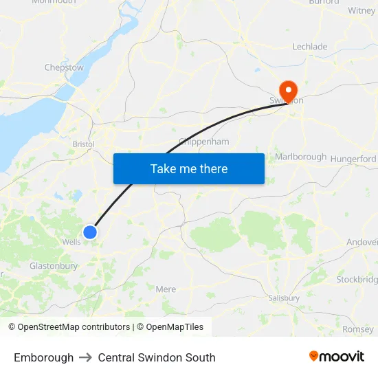 Emborough to Central Swindon South map