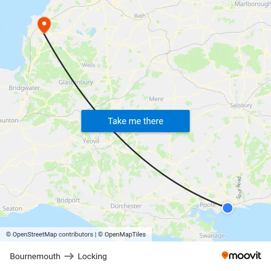 Bournemouth to Locking map