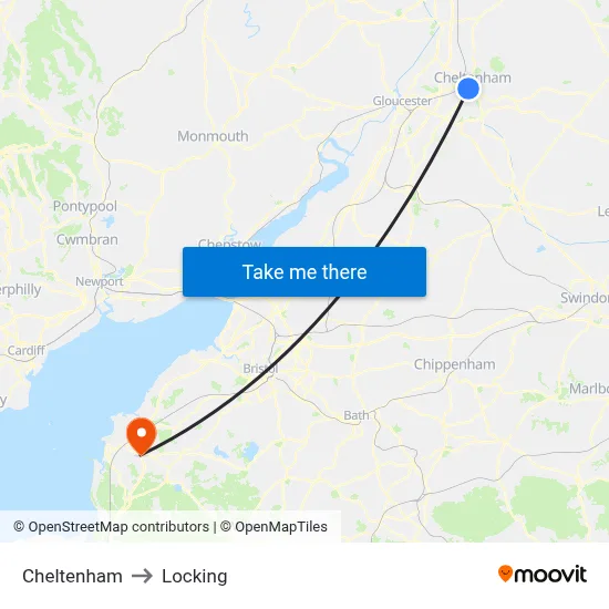 Cheltenham to Locking map