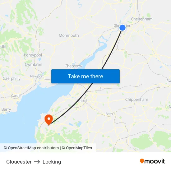 Gloucester to Locking map