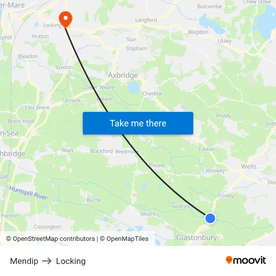 Mendip to Locking map