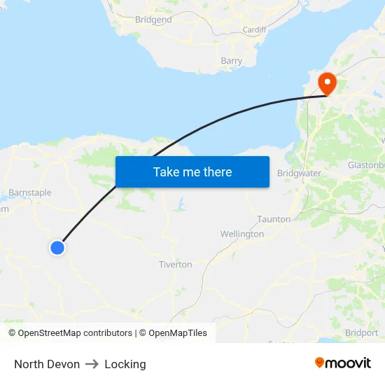 North Devon to Locking map
