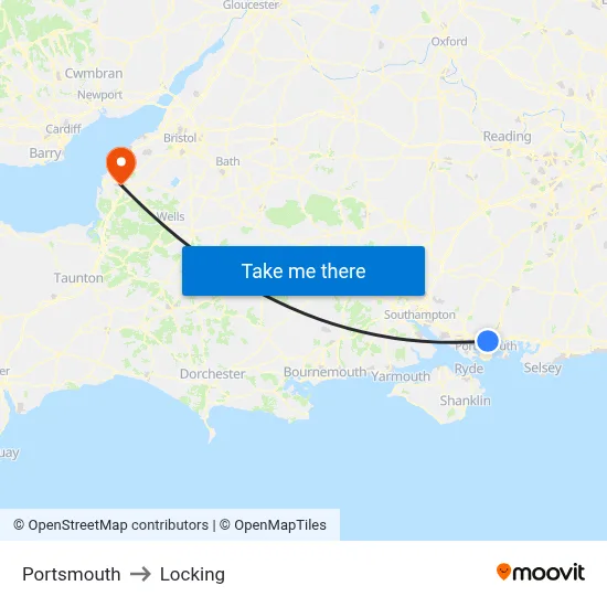 Portsmouth to Locking map