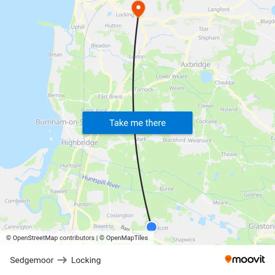 Sedgemoor to Locking map