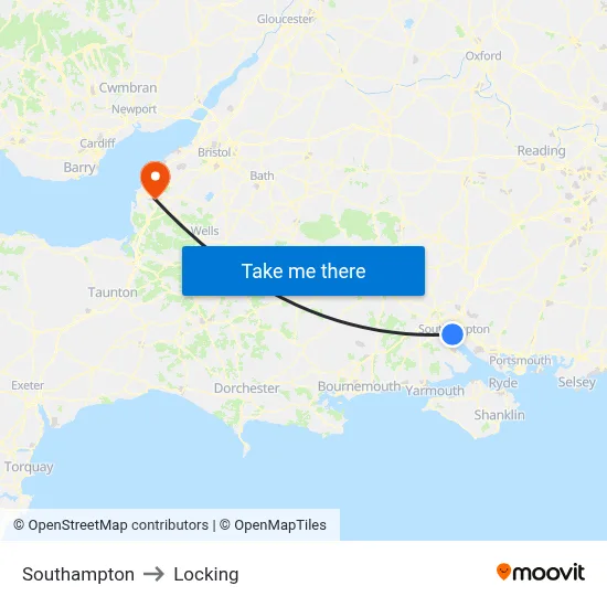 Southampton to Locking map