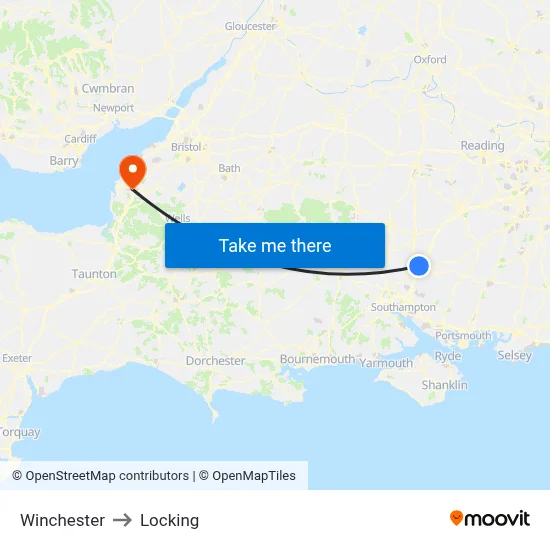 Winchester to Locking map