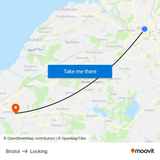 Bristol to Locking map