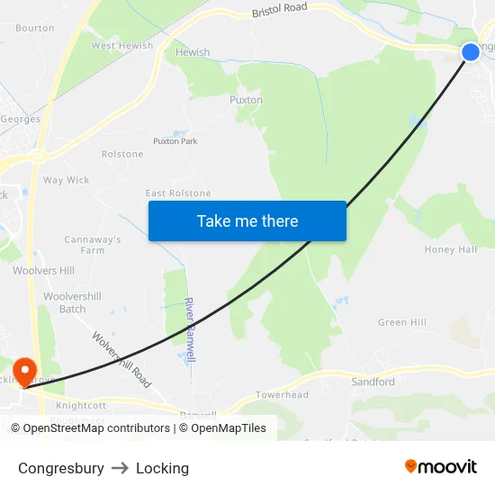 Congresbury to Locking map