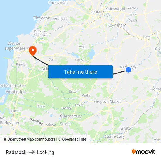 Radstock to Locking map