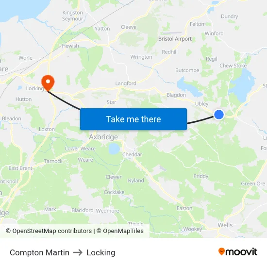 Compton Martin to Locking map