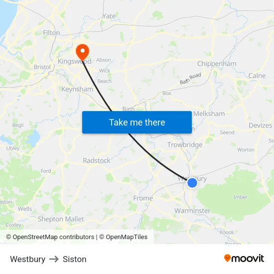Westbury to Siston map
