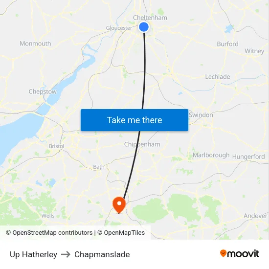 Up Hatherley to Chapmanslade map