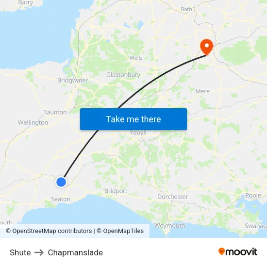 Shute to Chapmanslade map
