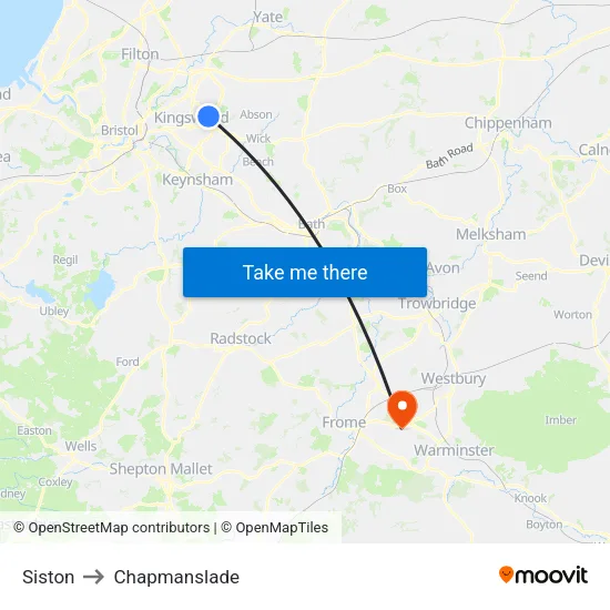 Siston to Chapmanslade map