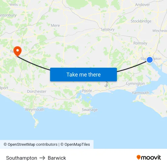 Southampton to Barwick map