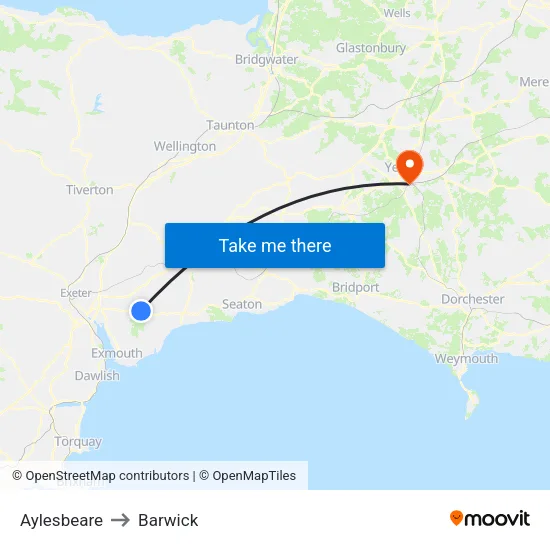 Aylesbeare to Barwick map