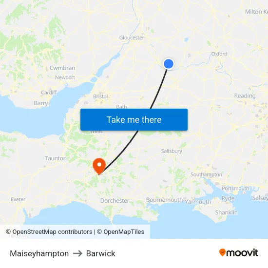 Maiseyhampton to Barwick map