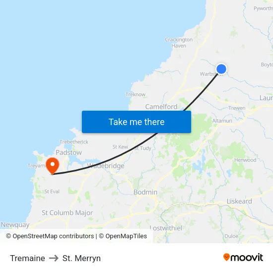 Tremaine to St. Merryn map