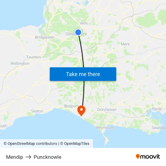 Mendip to Puncknowle map