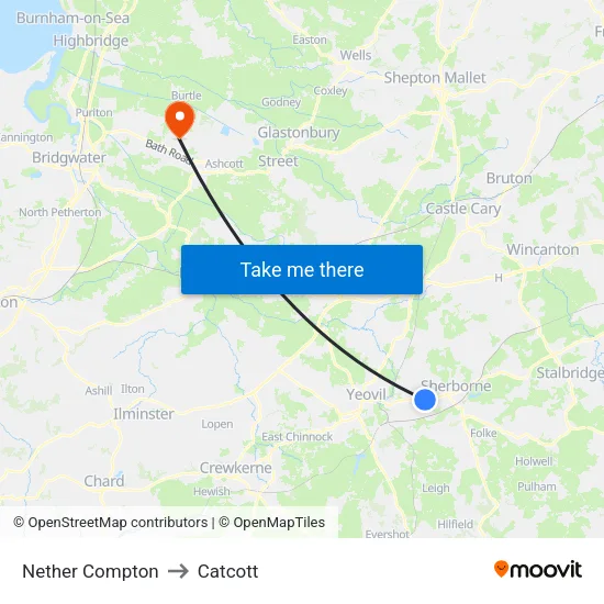 Nether Compton to Catcott map