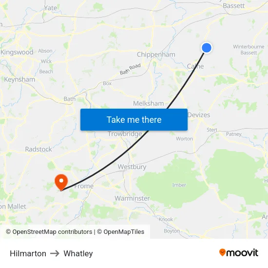 Hilmarton to Whatley map