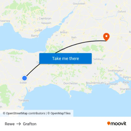 Rewe to Grafton map