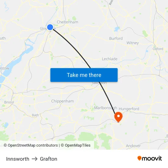 Innsworth to Grafton map
