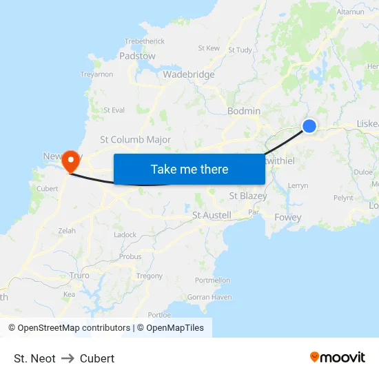 St. Neot to Cubert map