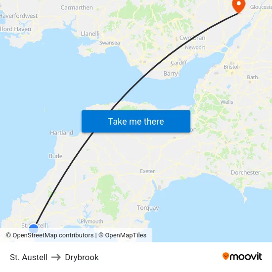 St. Austell to Drybrook map