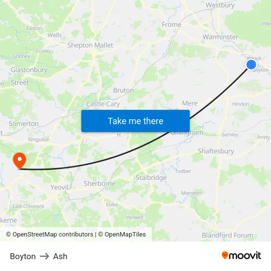 Boyton to Ash map