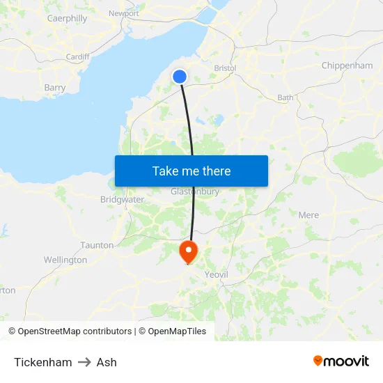 Tickenham to Ash map