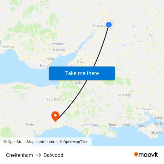 Cheltenham to Dalwood map