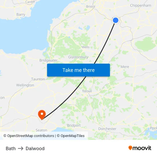 Bath to Dalwood map