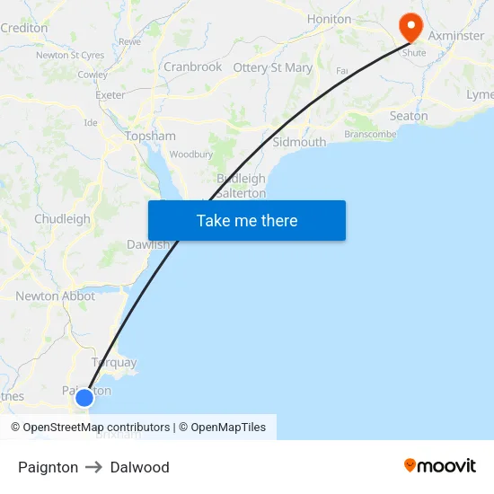 Paignton to Dalwood map