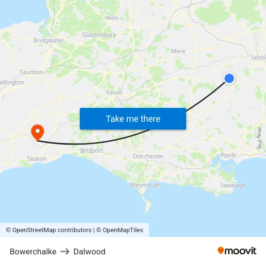 Bowerchalke to Dalwood map