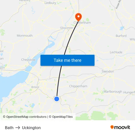 Bath to Uckington map
