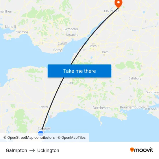 Galmpton to Uckington map