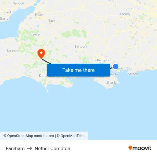 Fareham to Nether Compton map